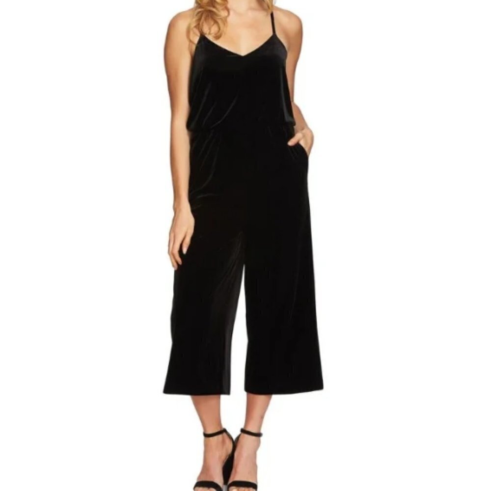 1.State Velvet V-neck Wide Leg Jumpsuit